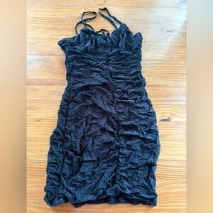 H&M Black Ruched Mini Dress